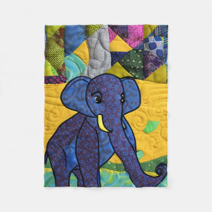Fun Baby Elephant - Quilt Like Design Fleece Blanket