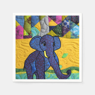 Fun Baby Elephant - Quilt Like Design Napkin