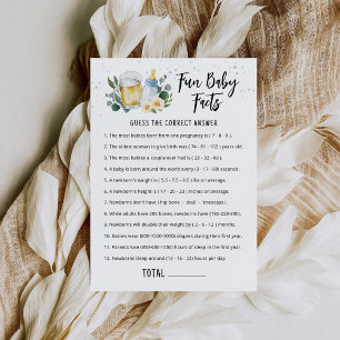 Fun Baby Facts Game Greenery Baby Is Brewing card