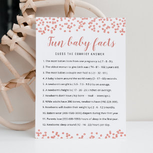 Fun Baby Facts Game with Answers Baby Shower Card