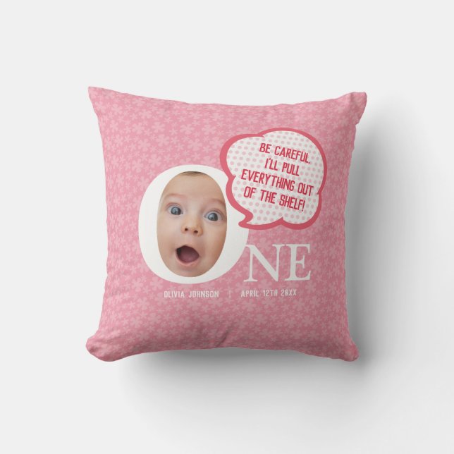 Fun Baby Girl Photo Collage Personaliz Gift Cushion (Front)