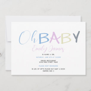 Fun Baby Letters Hand Drawn Font Baby Shower Invitation