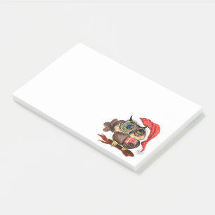 Fun Baby Owl In Christmas Hat and Gift For You  Post-it Notes