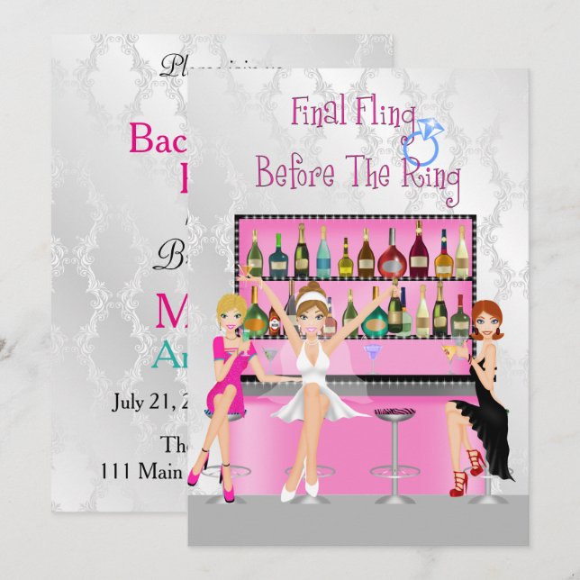 Fun Bachelorette Party Invitation (Front/Back)