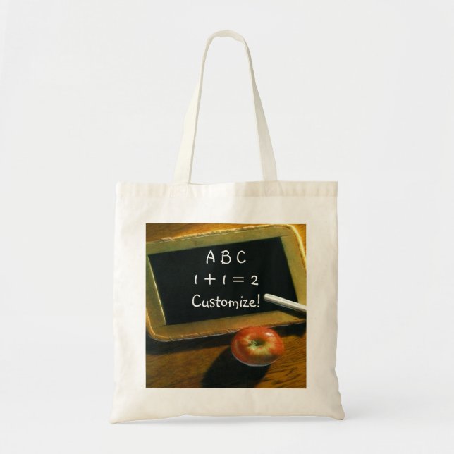 Fun Back to School Chalkboard Apple Tote Bag (Front)