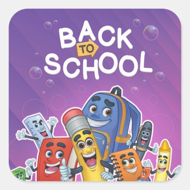 Fun Back to School Square Sticker (Front)