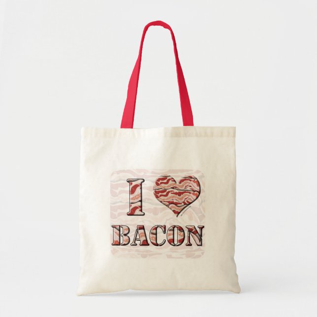 Fun Bacon Love Epic Heart Breakfast Slogan Tote Bag (Front)