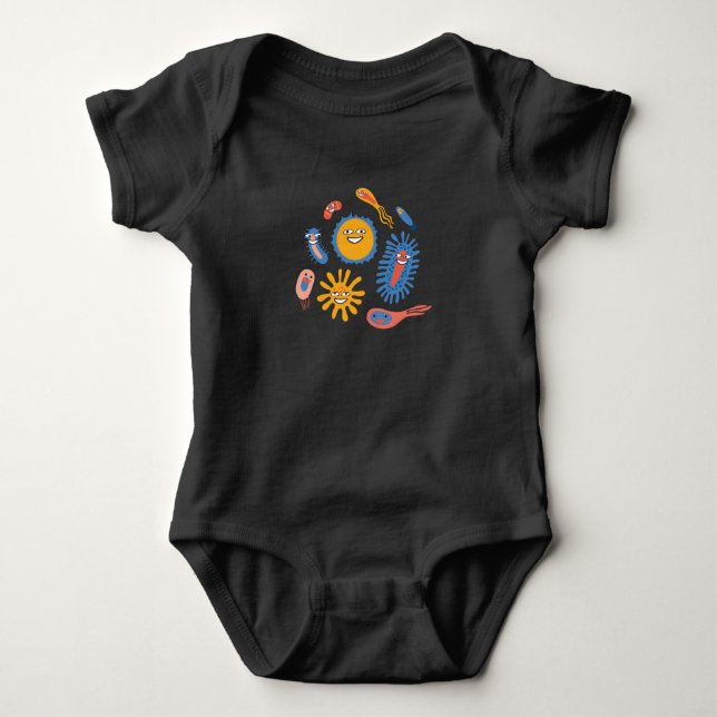 Fun Bacteria Microbiology Chemistry Baby Bodysuit (Front)
