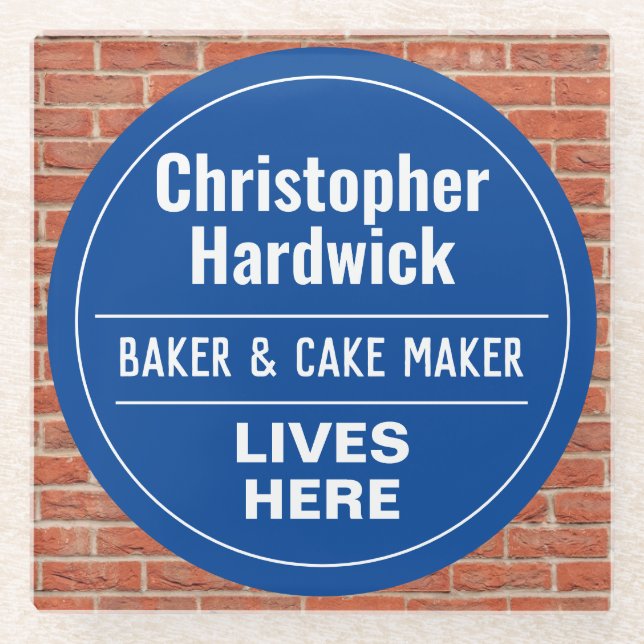 Fun Baker & Cake Maker Wall Plaque STyle Glass Coaster (Front)