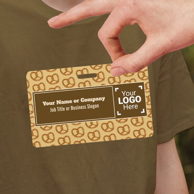 Fun Bakery or Coffee Shop Pretzel Motif, your logo ID Badge (Creator Uploaded)