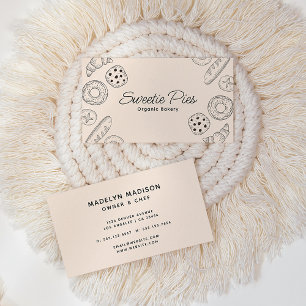 Fun Baking & Cooking Black & Beige Business Card