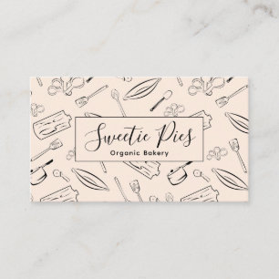 Fun Baking & Cooking Utensil Black & Beige Business Card