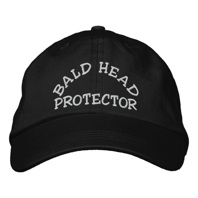 Fun Bald Head Protector Device Embroidered Hat (Front)