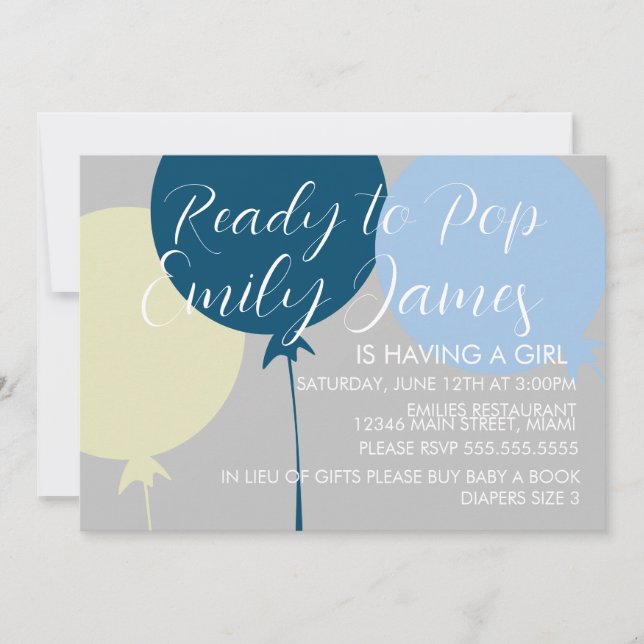 Fun Balloons Blue Boy Baby Shower Invitation (Front)