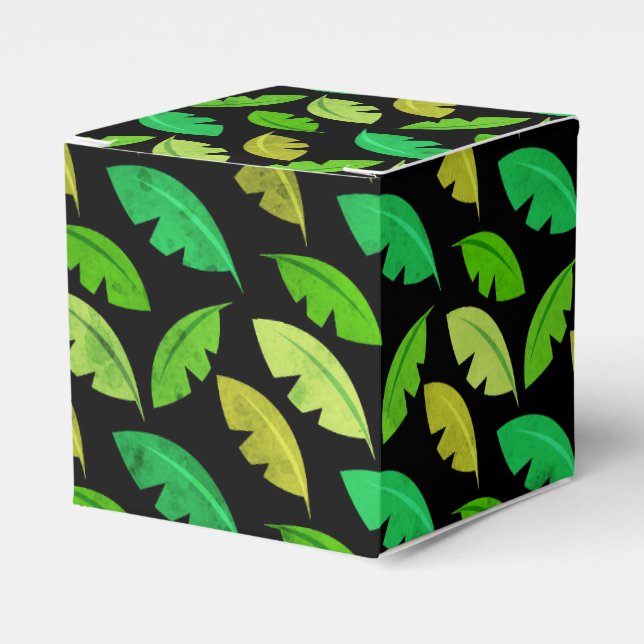 Fun Banana Leaf Tropical Birthday Party Pattern Favour Box (Front Side)