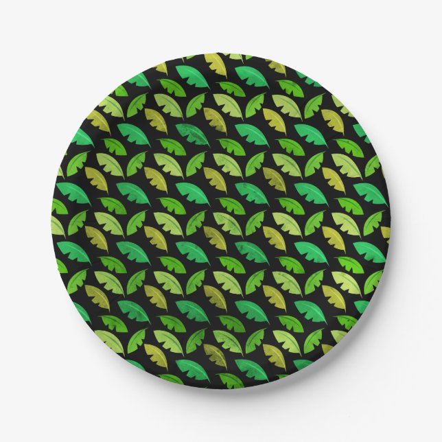 Fun Banana Leaf Tropical Birthday Party Pattern Paper Plate (Front)