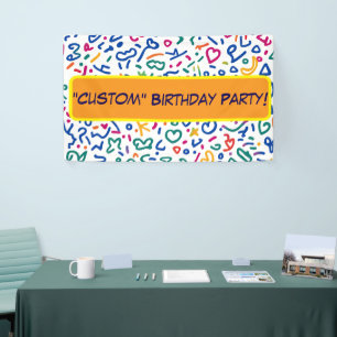 Fun banner doodle colourful vibrant shapes