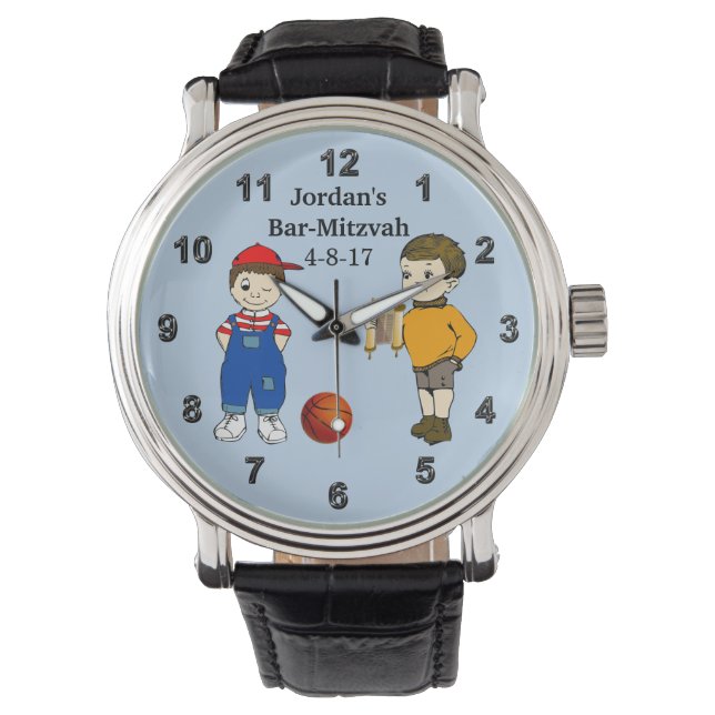 Fun Bar-Mitzvah Gifts for Boys with Your Text Watch (Front)