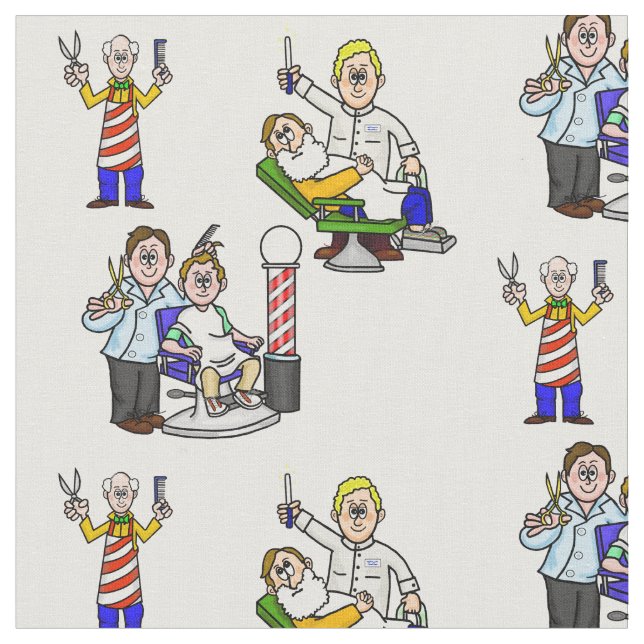 Fun Barbers Fabric Material (Close Up)