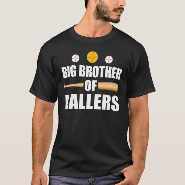 Fun Baseball And Softball Player Big Brother Of Ba T-Shirt (Front)