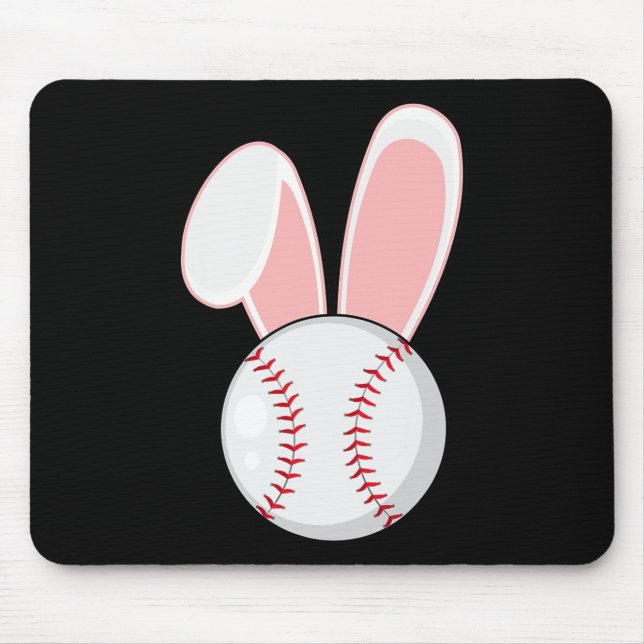 Fun Baseball Bunny Easter Kids Boys Toddler  Mouse Mat (Front)