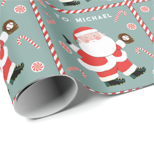 Fun baseball holiday gift wrapping paper