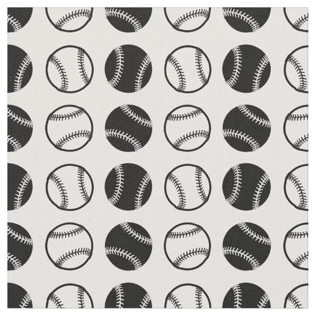 Fun Baseballs Sports Pattern Baseball Themed Fabric (Close Up)