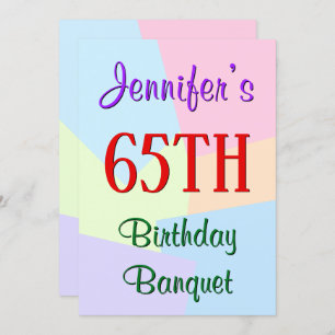 Fun, Basic "65th Birthday Banquet" Invitation