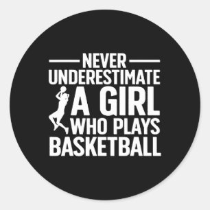 Fun Basketball Art For Girls Youth Teens Basketbal Classic Round Sticker