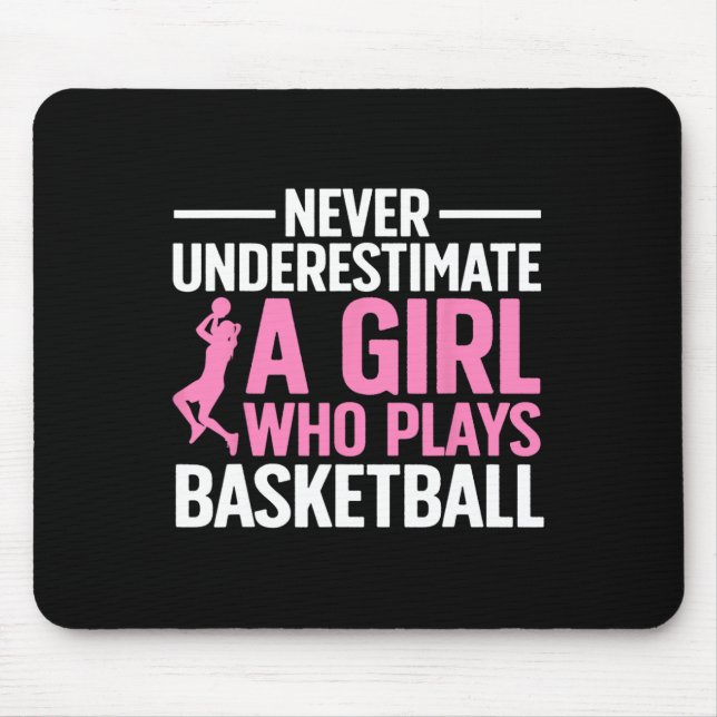 Fun Basketball Art For Girls Youth Teens Basketbal Mouse Mat (Front)