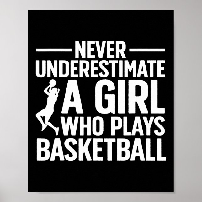 Fun Basketball Art For Girls Youth Teens Basketbal Poster (Front)