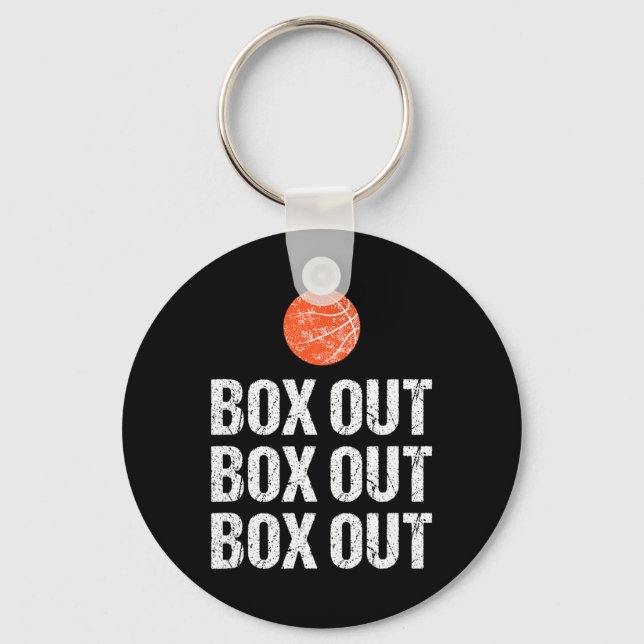Fun Basketball Coach  Box Out Quote Grunge Graphic Key Ring (Front)