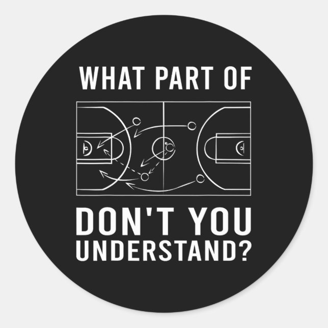 Fun Basketball Coach For Men Women Tactic Diagram  Classic Round Sticker (Front)