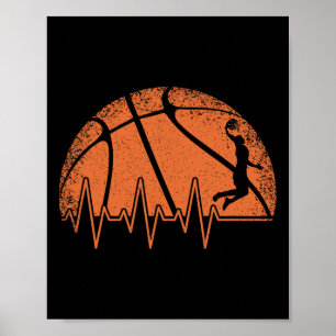 Fun Basketball Heartbeat Basketball Player Poster