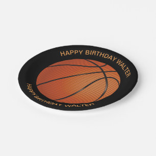 Fun Basketball Mens Birthday Paper Plate