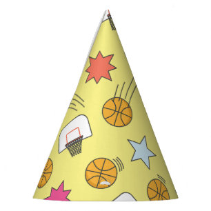 Fun basketball pattern party hat
