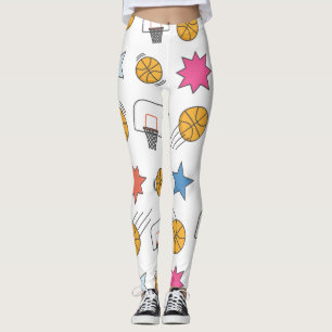 Fun basketball pattern - White Leggings
