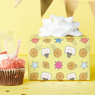 Fun basketball pattern wrapping paper