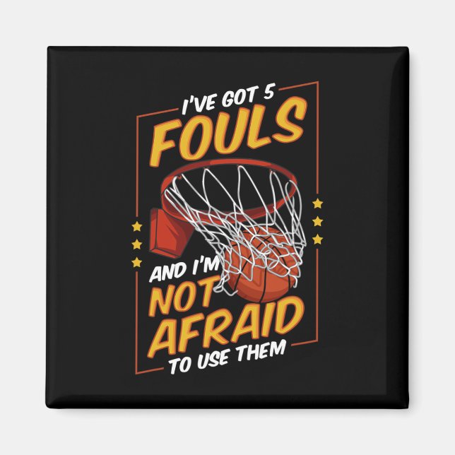 Fun Basketball Player 5 Fouls Defence Fouling Out  Magnet (Front)