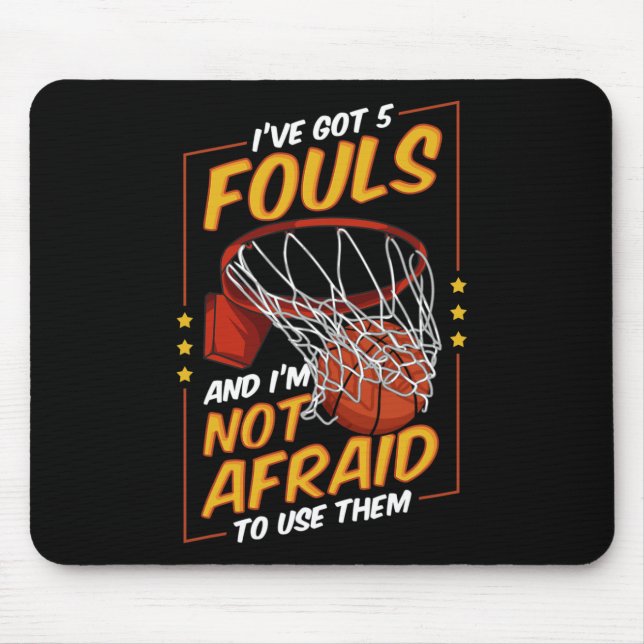 Fun Basketball Player 5 Fouls Defence Fouling Out  Mouse Mat (Front)