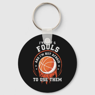 Fun Basketball Player Gift - Hoops 5 Fouls Key Ring