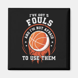 Fun Basketball Player Gift - Hoops 5 Fouls Magnet