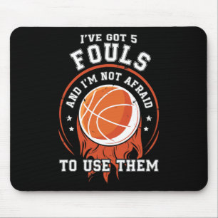 Fun Basketball Player Gift - Hoops 5 Fouls Mouse Mat