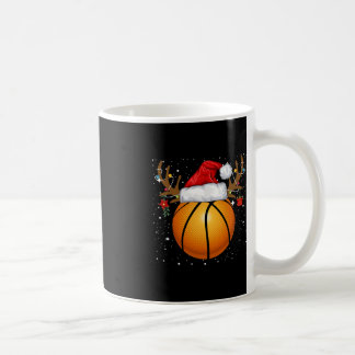 Fun Basketball Reindeer Santa Hat Christmas Holida Coffee Mug