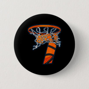 Fun Basketball Team Sport Fan 7 Years Old 7th Birt 6 Cm Round Badge
