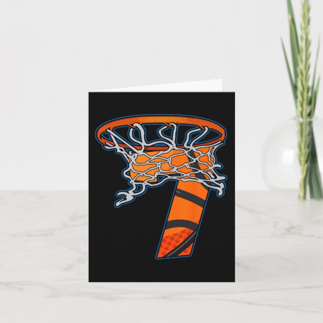 Fun Basketball Team Sport Fan 7 Years Old 7th Birt Card (Front)