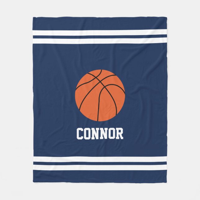 Fun Basketball Themed Customised Fleece Blanket (Front)