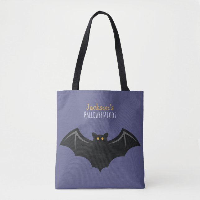 Fun Bat Kids Halloween Trick or Treat Tote Bag (Front)