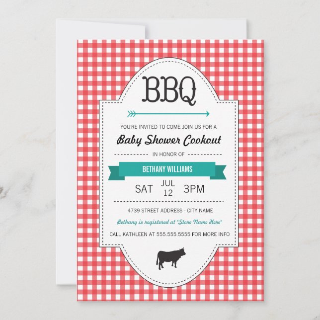 Fun BBQ Baby Shower Invite (Front)