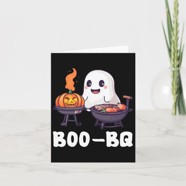 Fun Bbq Rbecue Boo Ghost Halloween Matching Costum Card (Front)